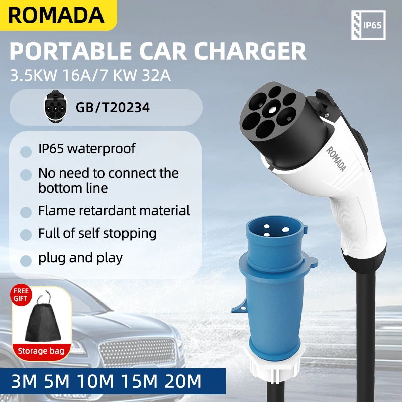 Elektrikli Araç için 7KW 32A E - Ev Charger Adapter incelemesi ve fiyatı