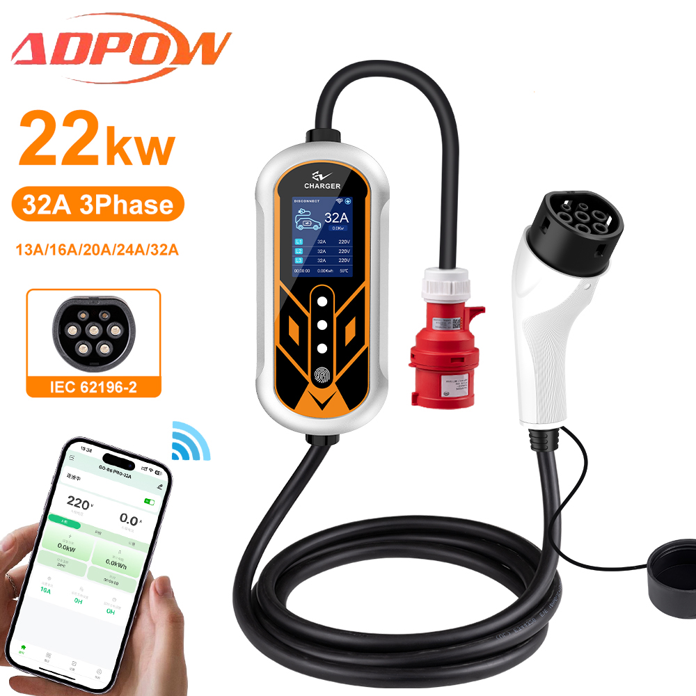 ADPOW Taşınabilir 32A Type2 EV - Portable Ev Charger 32A Type 2 Cee Plug incelemesi ve fiyatı