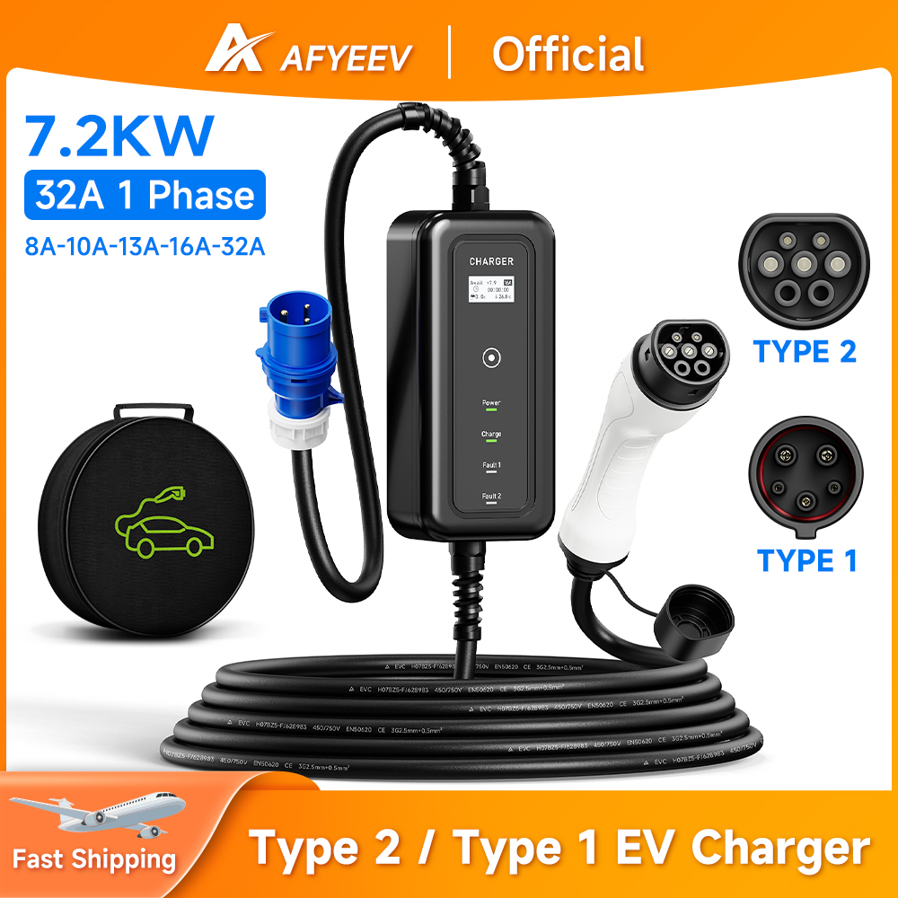 AFYEEV taşınabilir elektrikli  - Portable Ev Charger 32A Type 2 Cee Plug incelemesi ve fiyatı